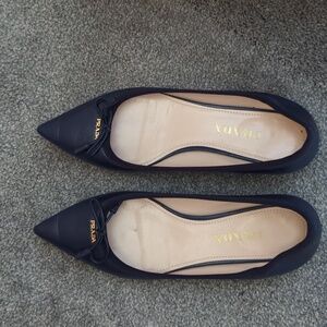 Prada navy leather flats